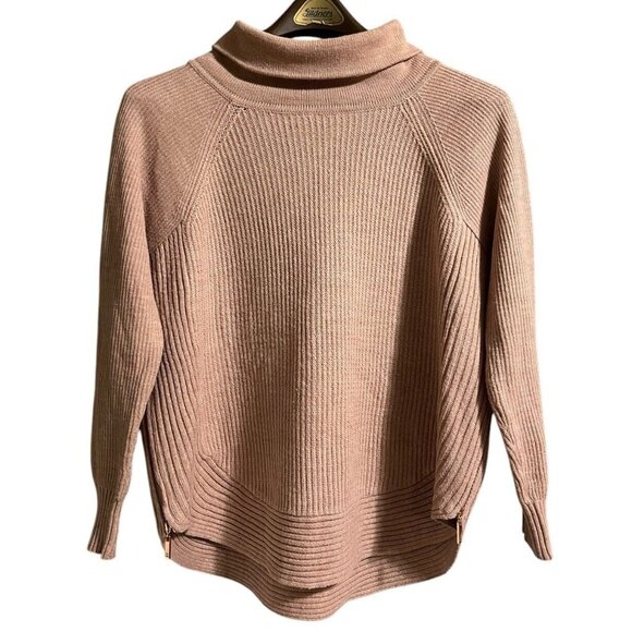 Ivanka Trump Sweater Women Measured Mauve Cable Knit‎ Asymmetrical Pullover City - Picture 1 of 9